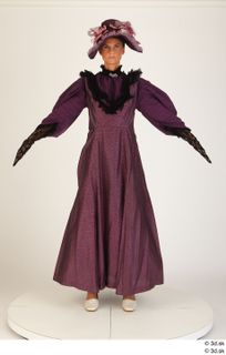  Photos Woman in Historical Dress 3 19th century Purple dress a poses historical clothing whole body 0001.jpg
